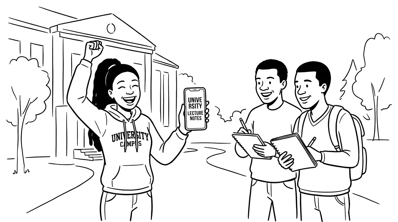 Students using Klaro app for lecture notes